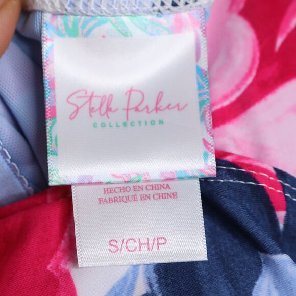 Stella Parker One Piece Skirted Swimsuit Floral Wrap Pink Blue Modest Pool Beach - Picture 9 of 13